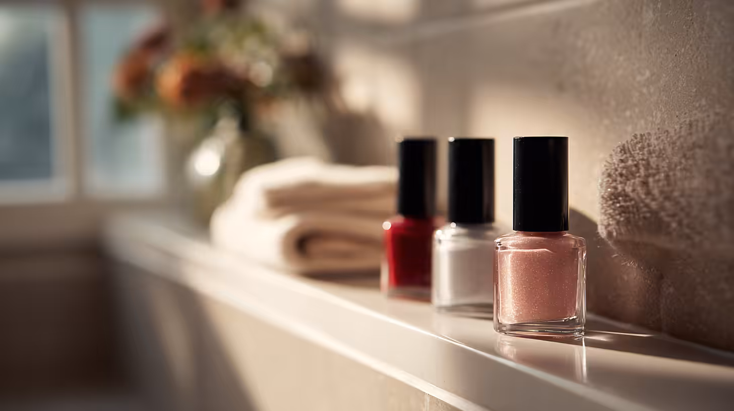 Bouteilles de vernis à ongles colorées.
