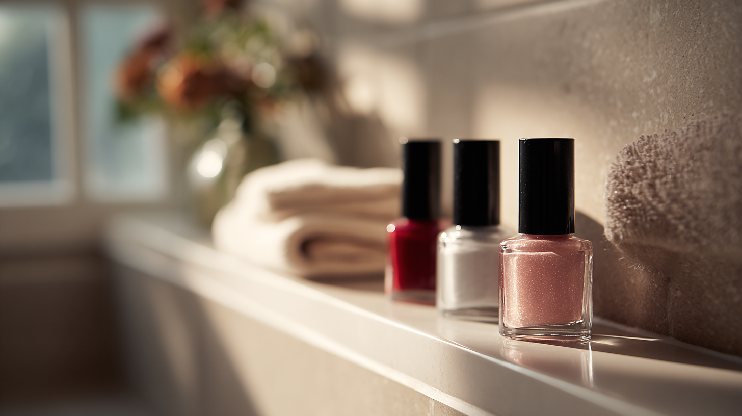 Bouteilles de vernis à ongles colorées.