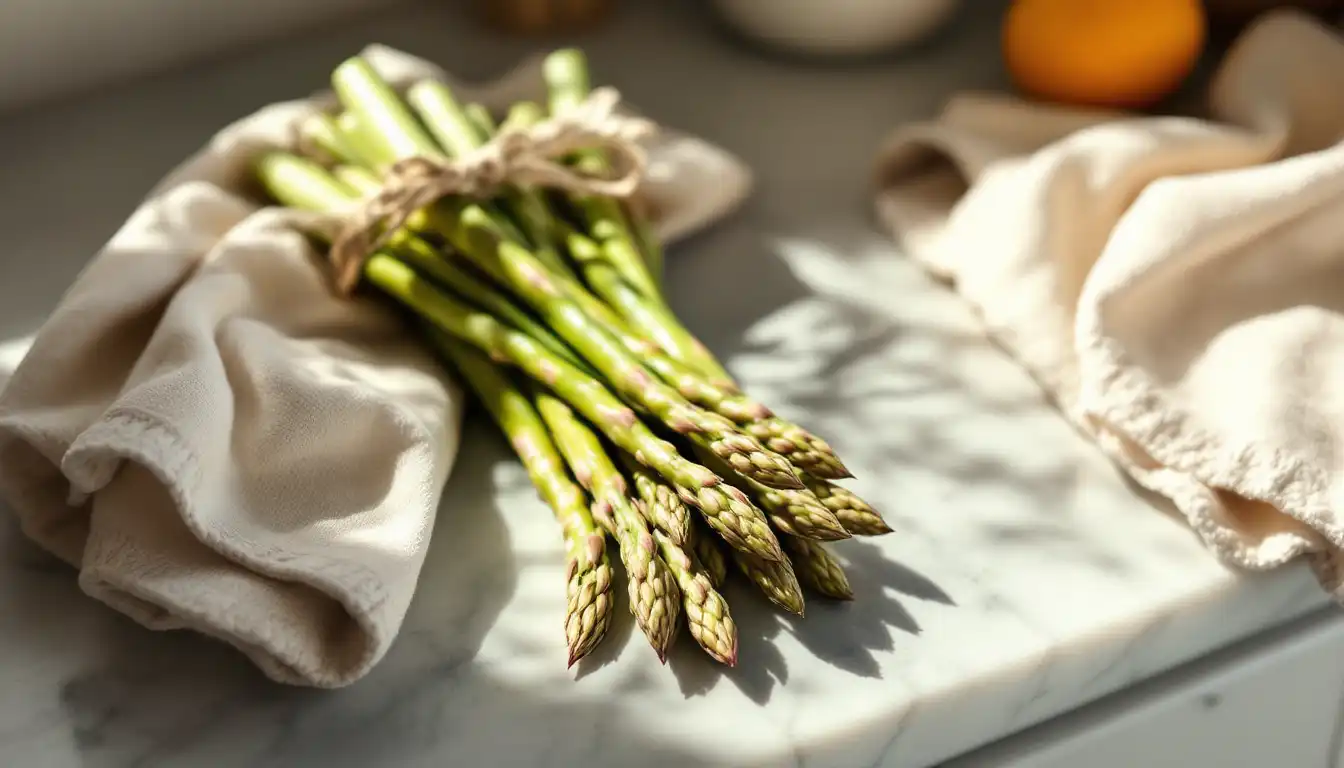 asperges sur un plan de travail